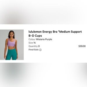 lululemon athletica Purple Sports Bra Medium Support